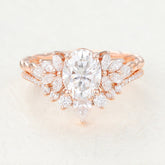 1.33 CT Oval Moissanite Cluster Bridal Ring Set 1